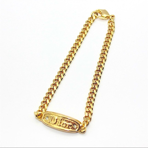 Dior bracelet vintage Dior gold tone chain bracelet nameplate ID bracelet - Picture 1 of 7